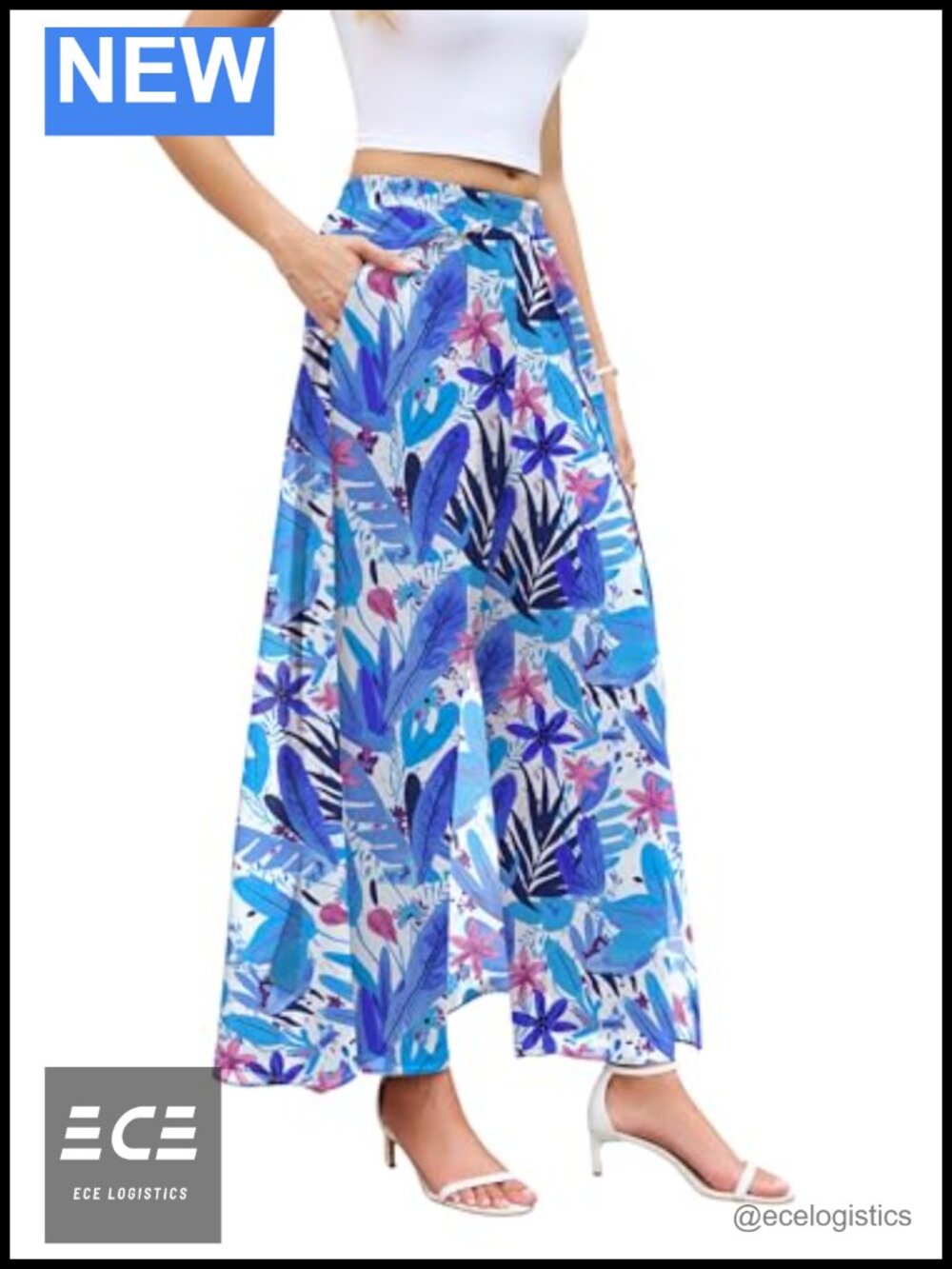 Women's Wide Leg Dress Pants Elastic High Waist Flowy Palazzo Trousers